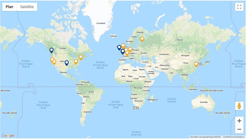 Carte de la présence internationale du Groupe SOCOMORE